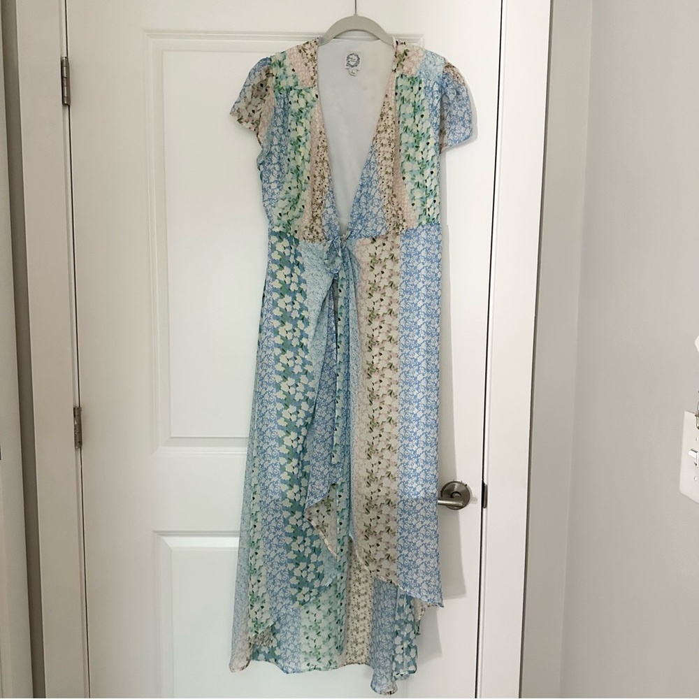 super flattering floral multicolor wrap midi dress